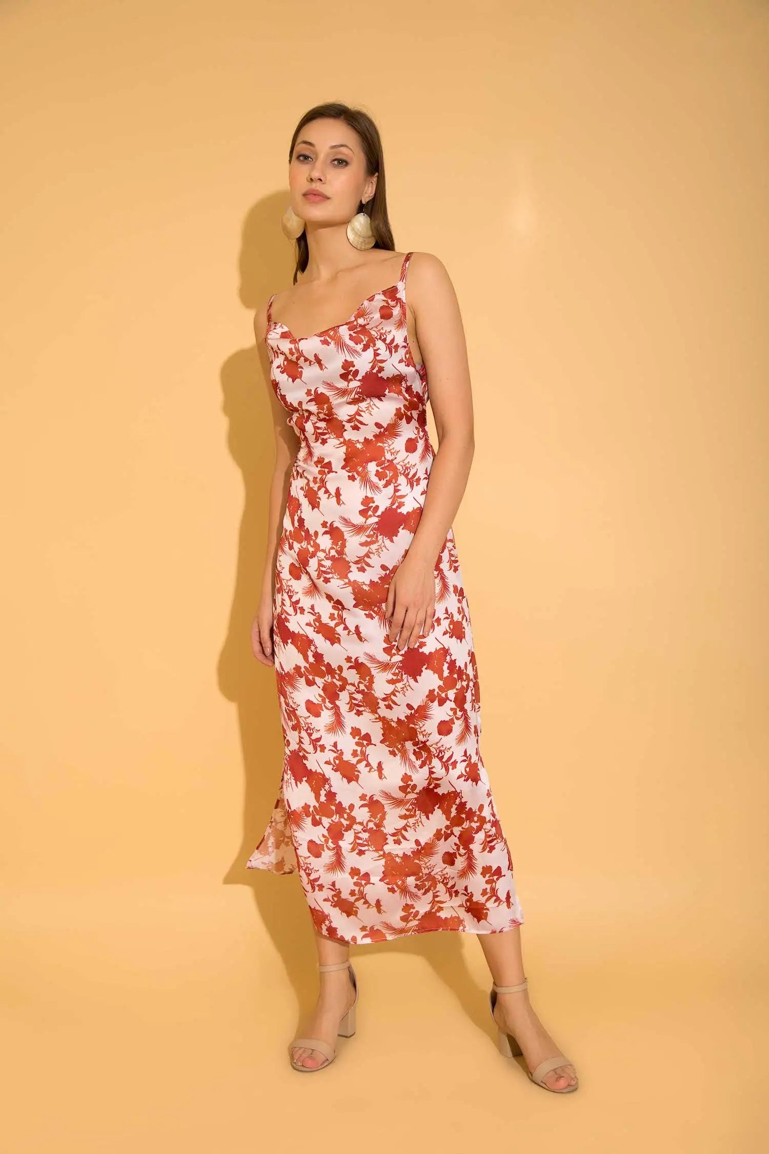 Printed Cowl Neck Dress Graduation unclassified dresses