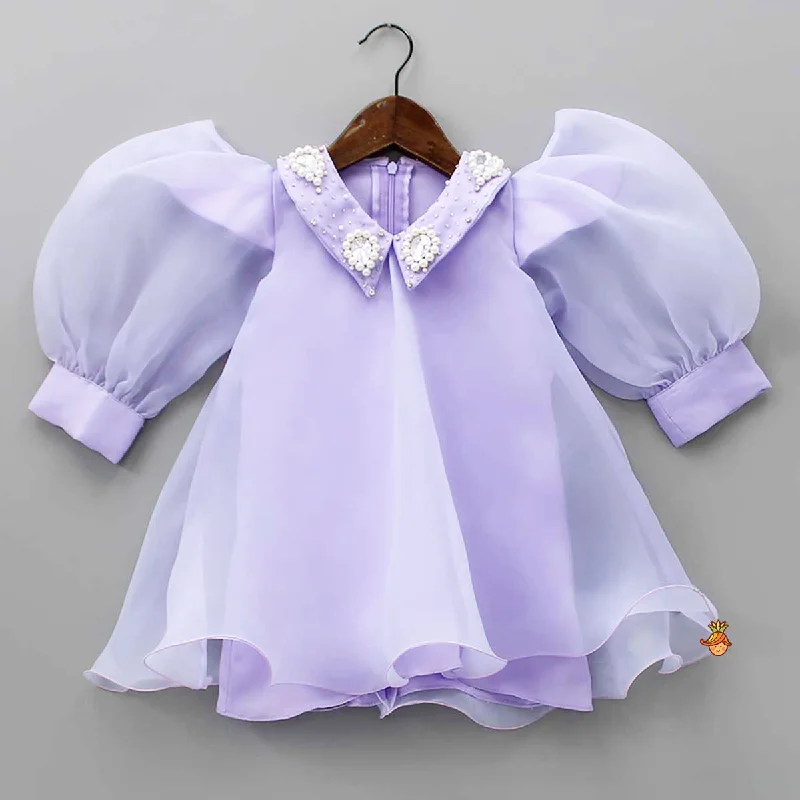 Puff Sleeves Organza Lavender Dress Club unclassified dresses