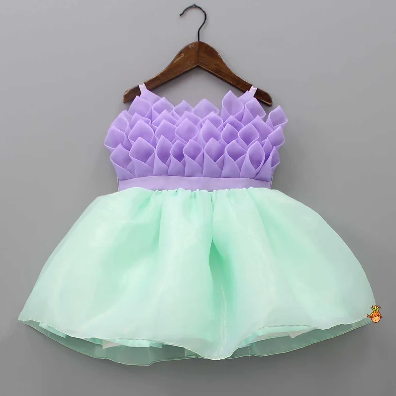 Purple Rose Petal Dual Tone Dress With Detachable Bow Party unclassified dresses