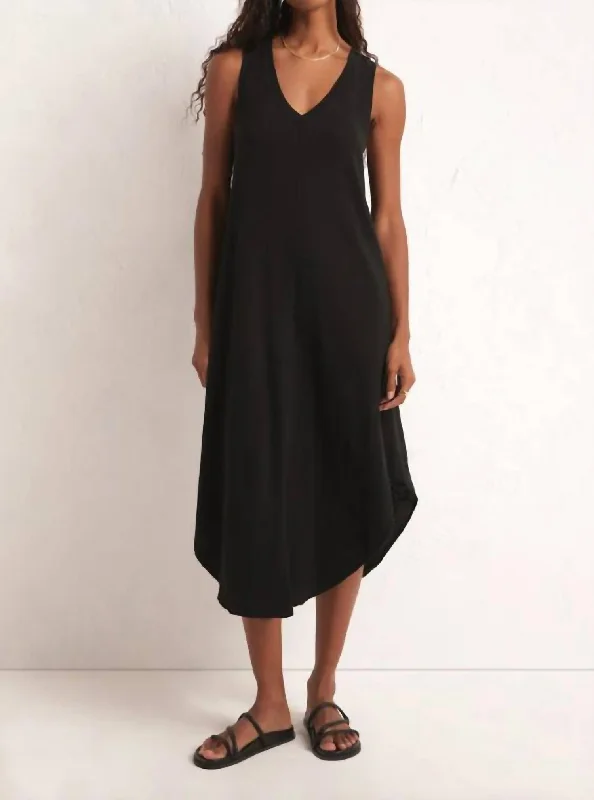 Reverie Slub Dress In Black Date night unclassified dresses