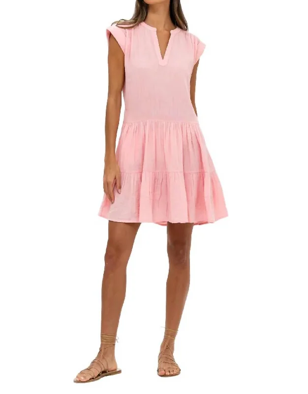 Roll Sleeve Dress In Bahama Pink Gothic unclassified dresses