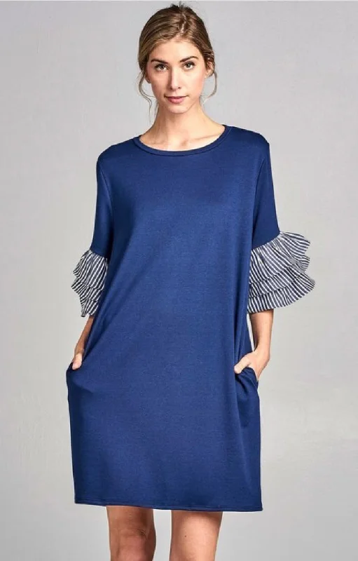 RUFFLE BLUE DRESS Denim unclassified dresses