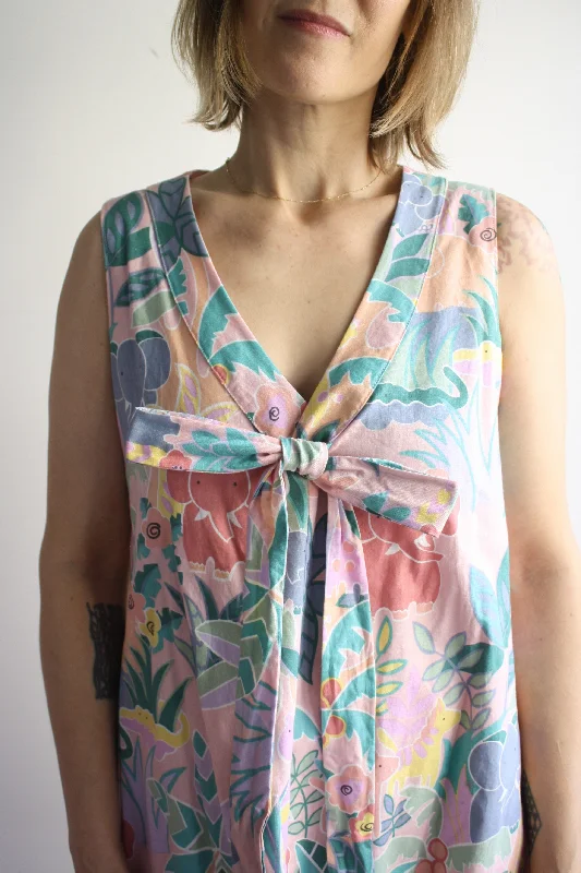 SAMPLE Sleeveless Bianca Dress - Pink Jungle Office unclassified dresses