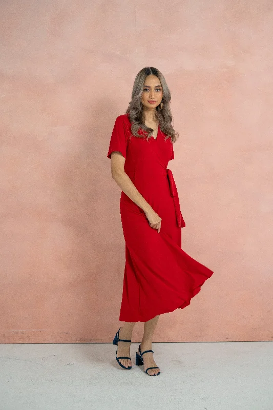 Scarlet Wrap Dress (Red) Cotton unclassified dresses