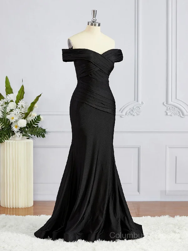 Sheath/Column Off-the-Shoulder Sweep Train Jersey Bridesmaid Dresses Sleeveless unclassified dresses