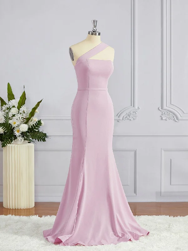 Sheath/Column One-Shoulder Floor-Length Stretch Crepe Bridesmaid Dresses Minimalist unclassified dresses