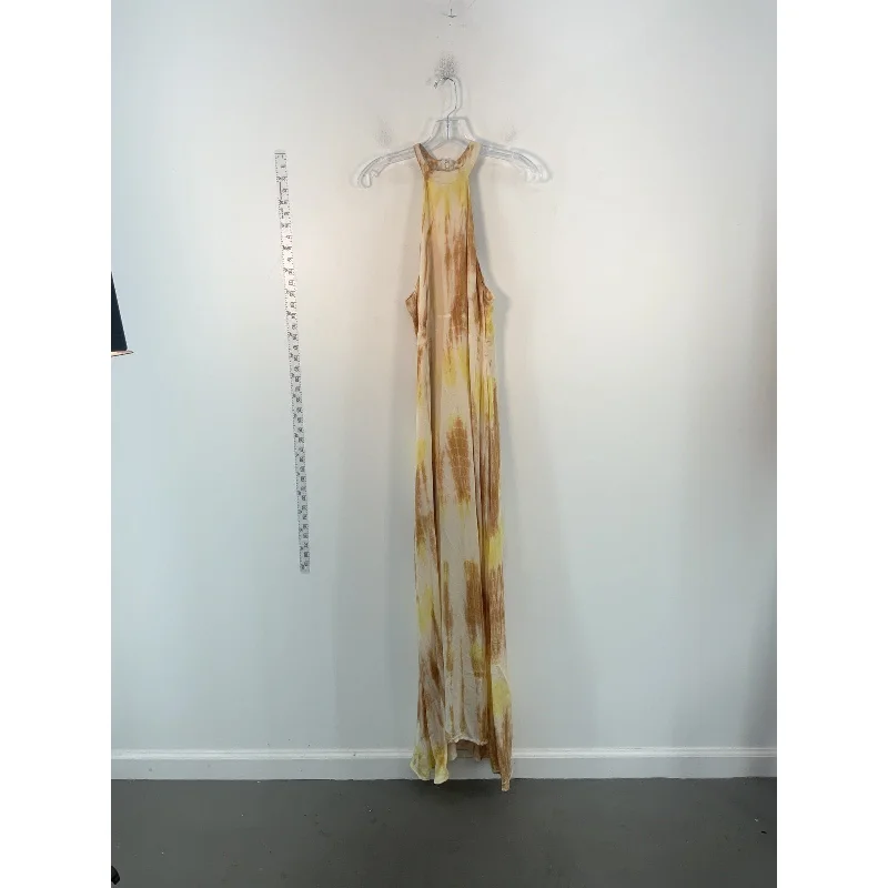 Stradivarius Tan Tie Dye Design Maxi Ball Gown Dress - Women's - Size L Button-up Maxi Skirt