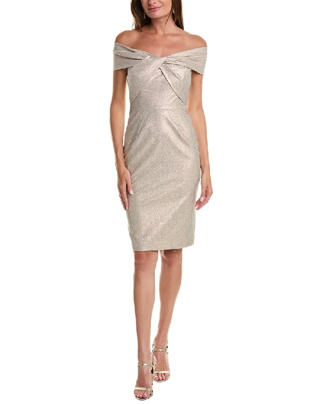 Teri Jon by Rickie Freeman Off-The-Shoulder Sheath Dress Embroidered unclassified dresses