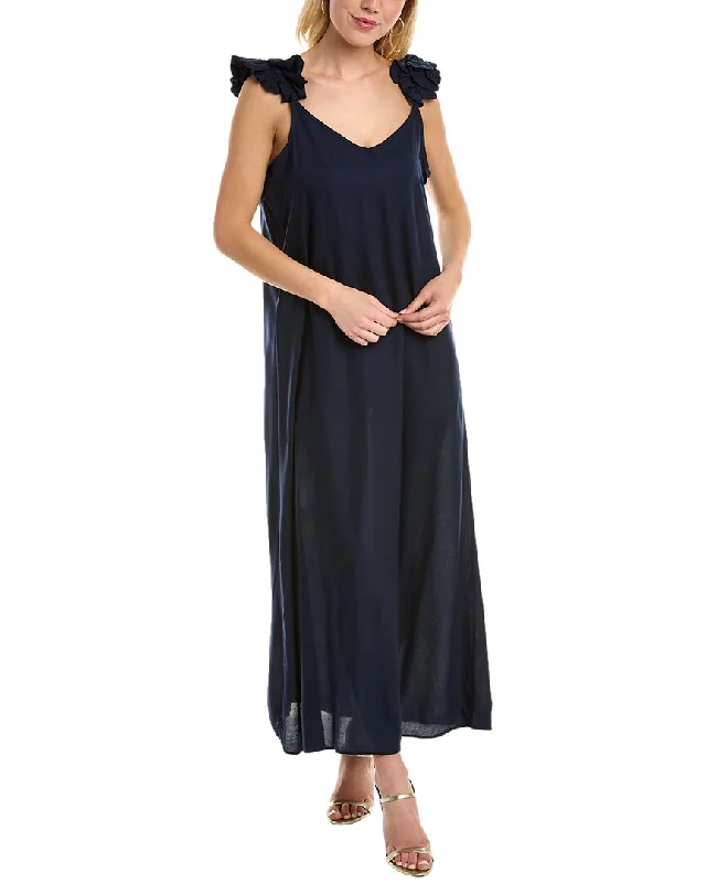 Vince Camuto Ruffle Shoulder Maxi Dress Velvet Maxi Skirt