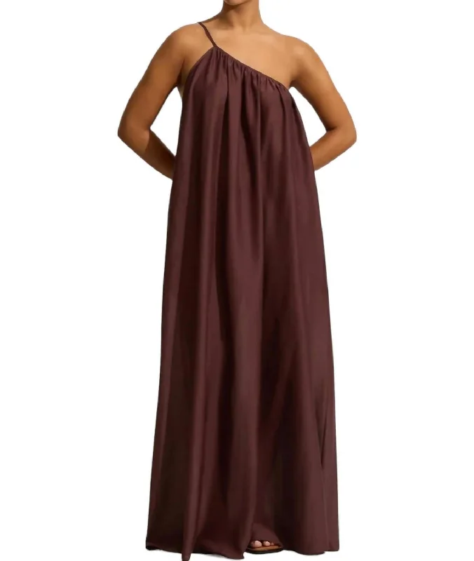 Voluminous One Shoulder Dress In Burgundy Lounge unclassified dresses