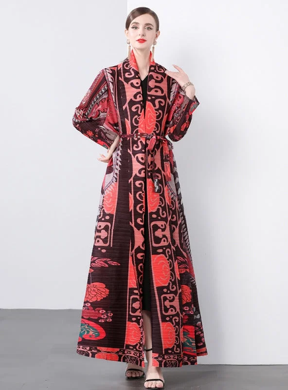 Women Fold Loose Large Print Coat Off-shoulder unclassified dresses