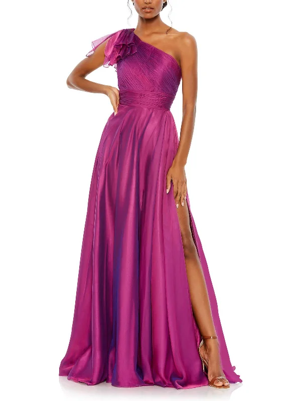 Womens Chiffon One Shoulder Evening Dress Sequin unclassified dresses