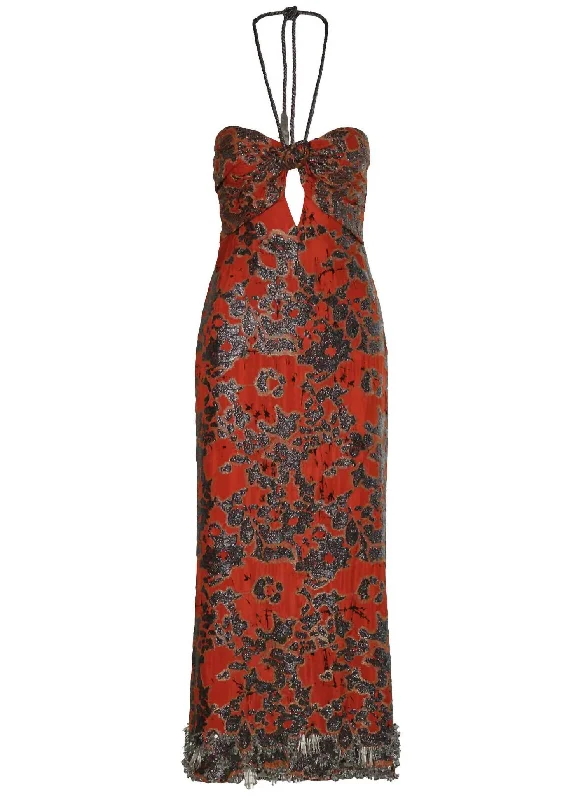 Women's Full Moon Hues Ankle Dress In Orange Printed unclassified dresses