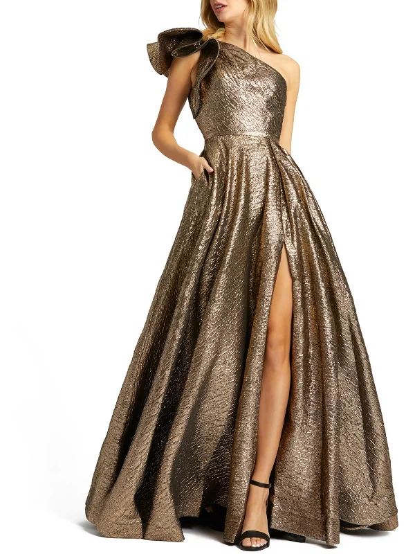 Womens Metallic Brocade Evening Dress Holiday unclassified dresses