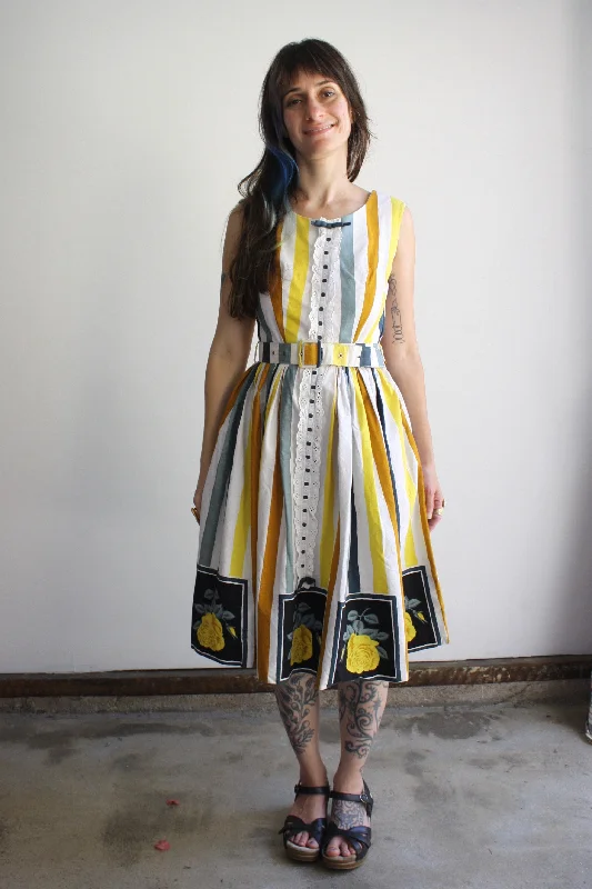 Yellow Roses Striped Dress Street style unclassified dresses